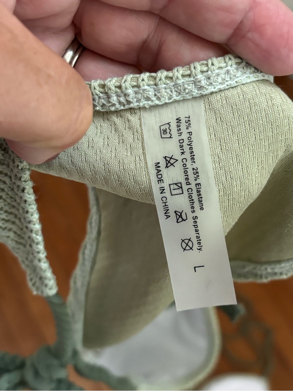 Amazon Green Crochet Tie-Side Bikini Set w/ Braided Ties, Size L, NWOT - Picture 4 of 5
